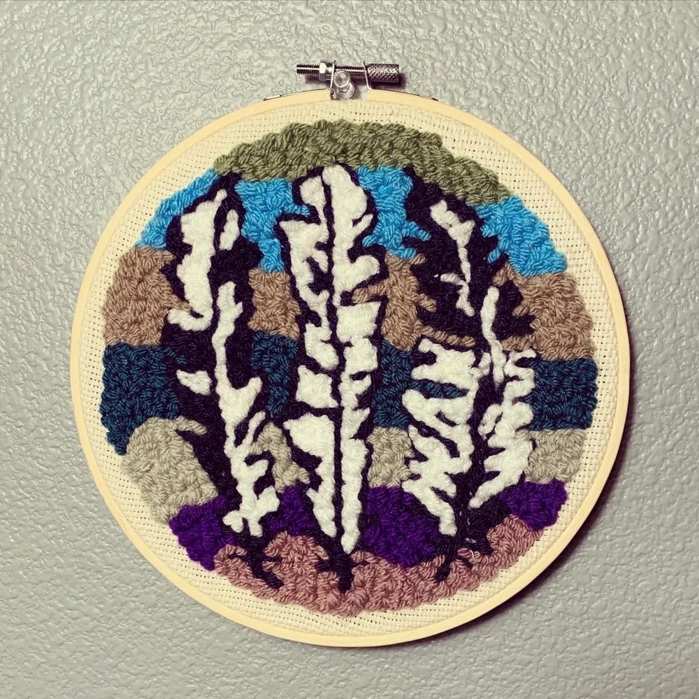 Feather, punch needle, wall art!!